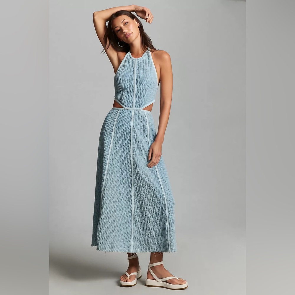 Sabina Musayev Denim Halter Maxi Gossip Dress - Picture 2 of 9